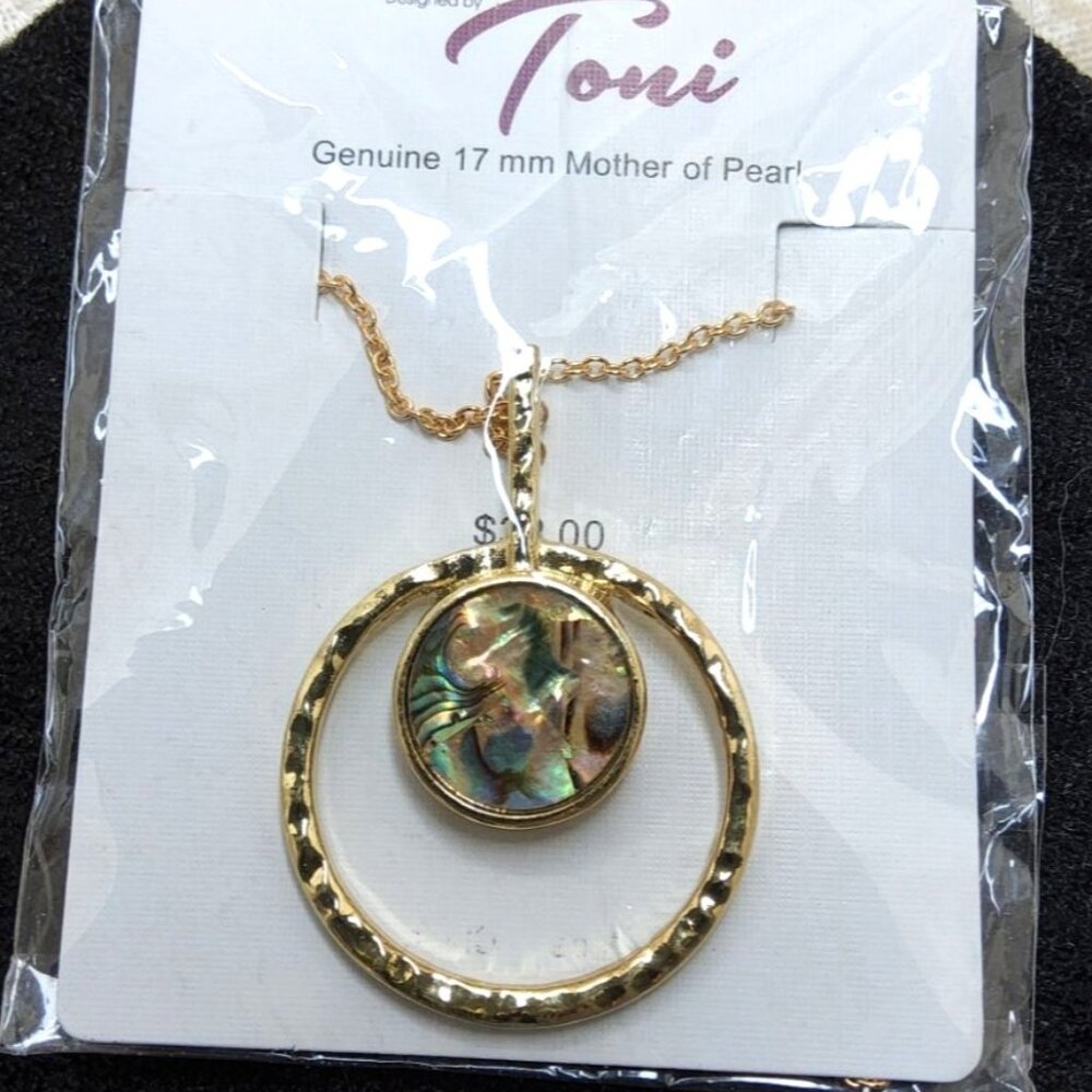 Toni Genuine 17mm Mother of Pearl Necklace  28" adjustable chain